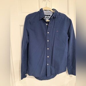 Vintage Tommy Hilfiger Men's Navy Button-Down Shirt